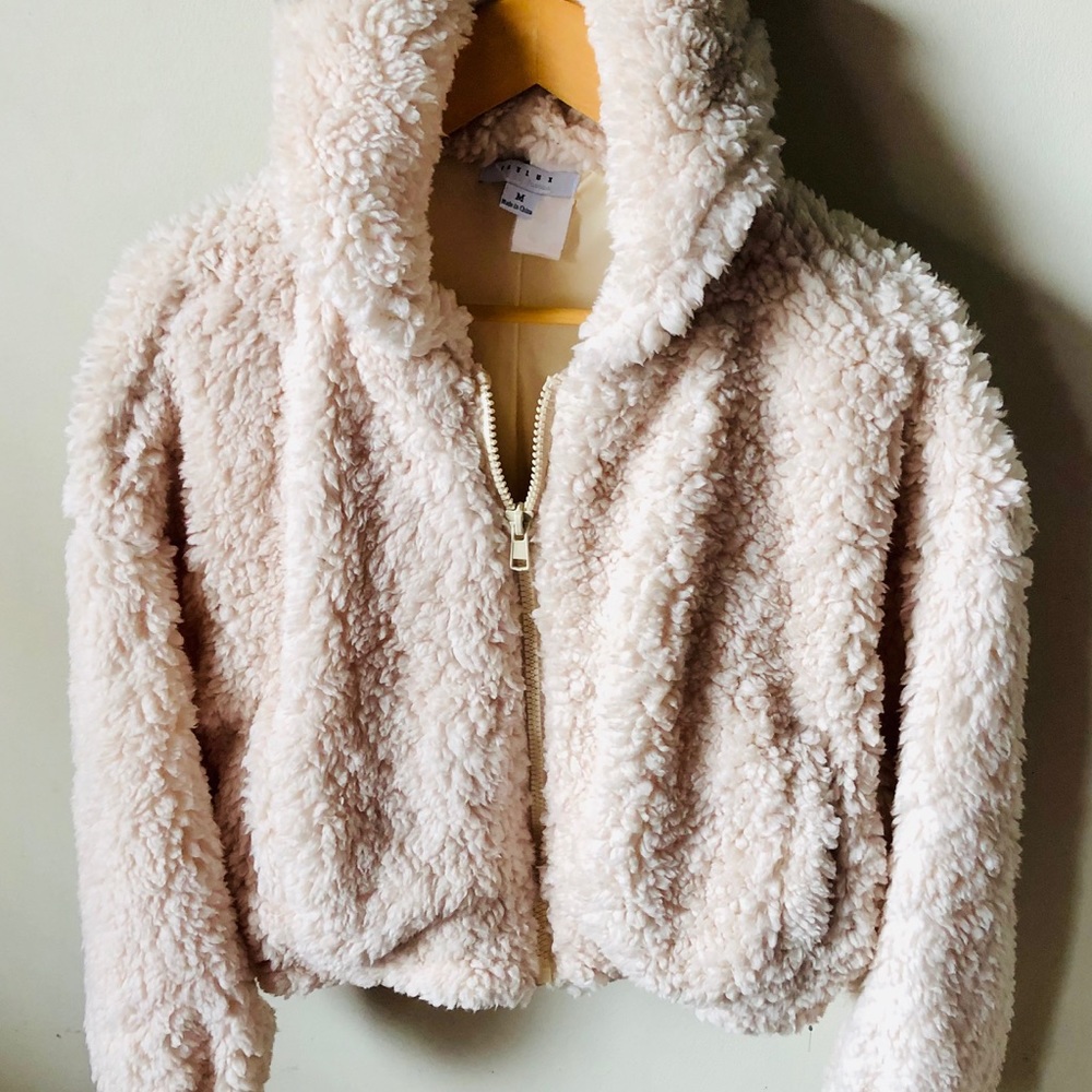 Terry Hooded Bomber Jacket - Ivory or Black